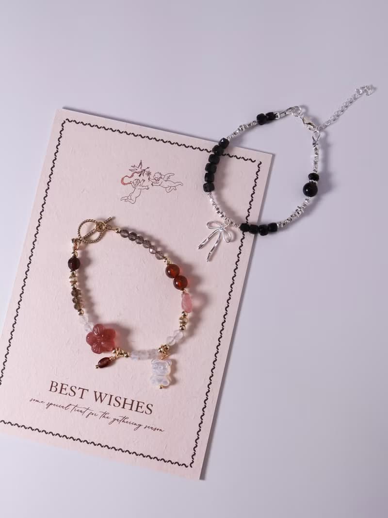 黛影。尖晶石方糖切工 Spinel S925純銀 時髦水晶手鍊