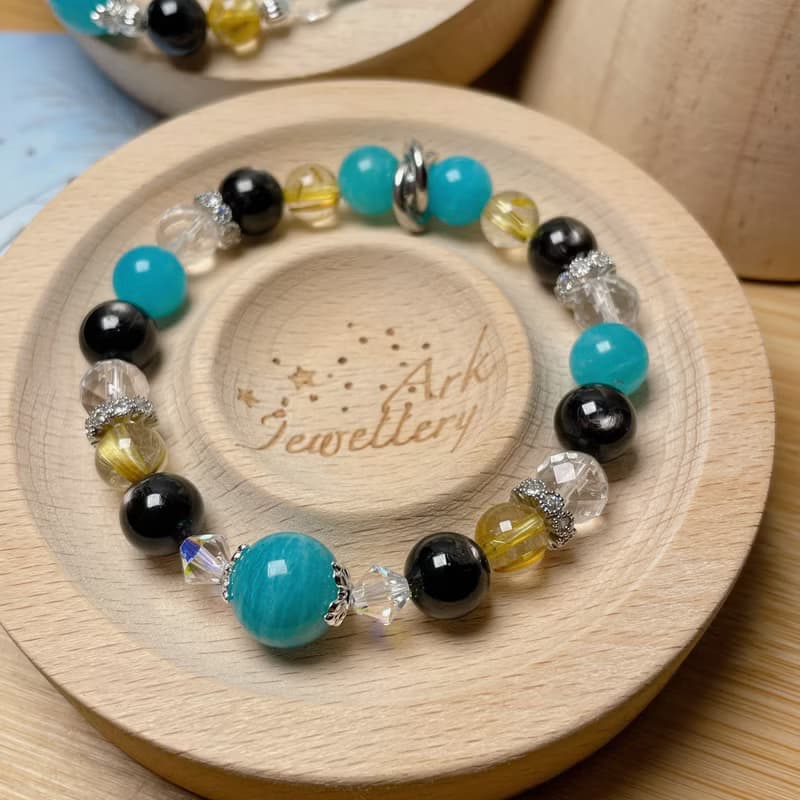 薄荷巧克力 - 金運石 天河石 白水晶 金髮晶