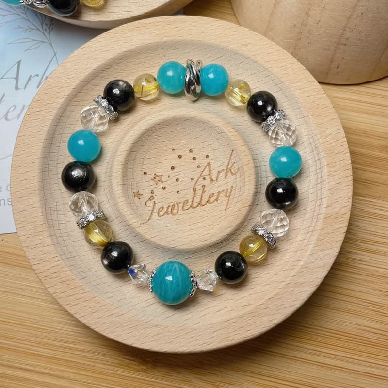 薄荷巧克力 - 金運石 天河石 白水晶 金髮晶