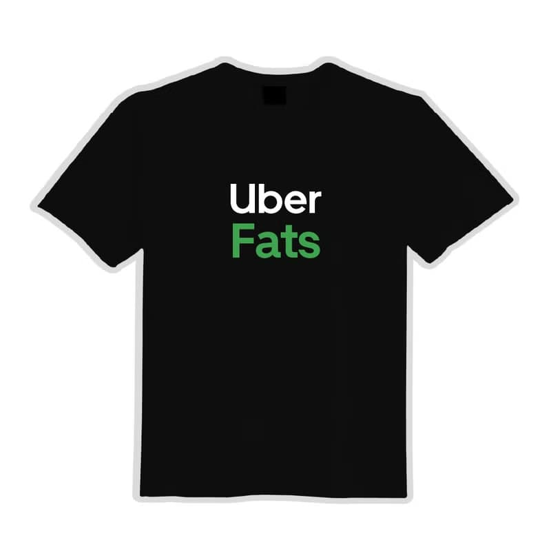 UBER EATS FATS 翻玩 衣服 落肩 寬版 T恤 純棉 吸濕排汗 涼感 黑