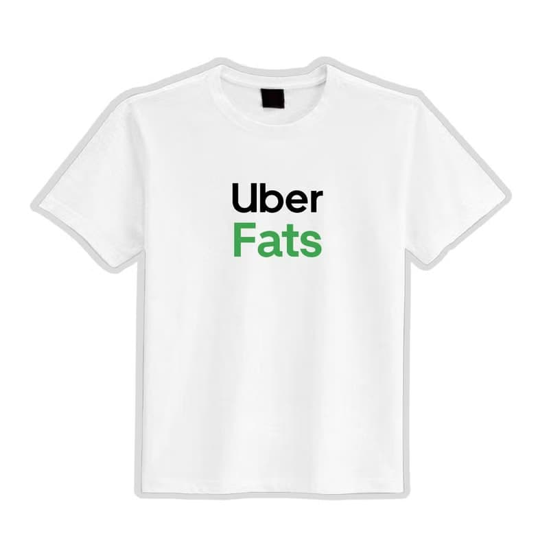 UBER EATS FATS 翻玩 衣服 落肩 寬版 T恤 純棉 吸濕排汗 涼感 黑