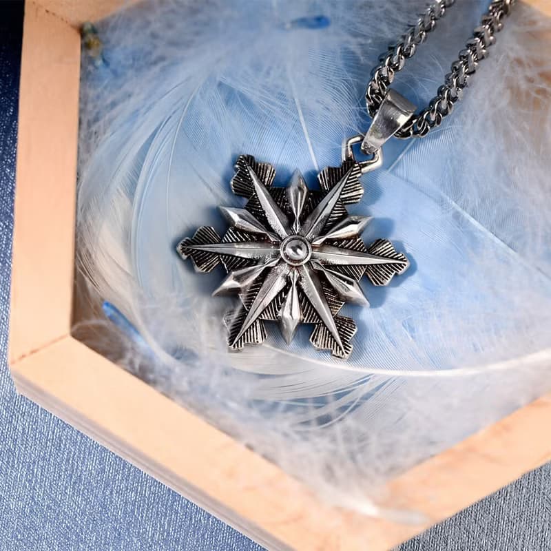 暮雪 雪花項鍊 男項鍊 個性項鍊 個性飾品 項鍊 長項鍊 不銹鋼鍊