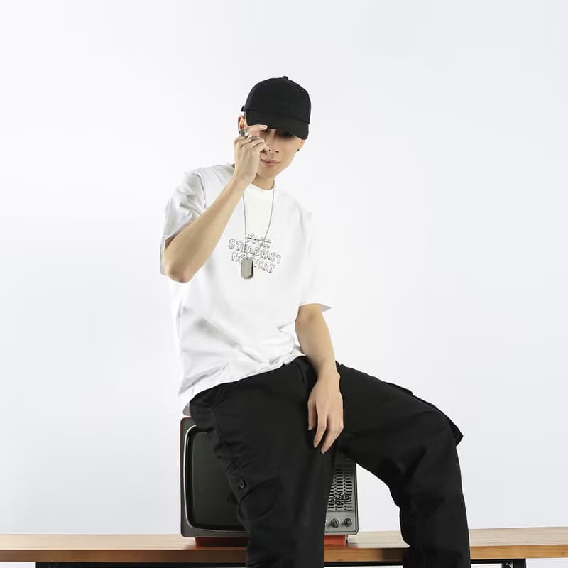 RLRM|惡搞圖案主題-字母印花-寬松情侶T-SHIRT黑白色男女可穿純棉