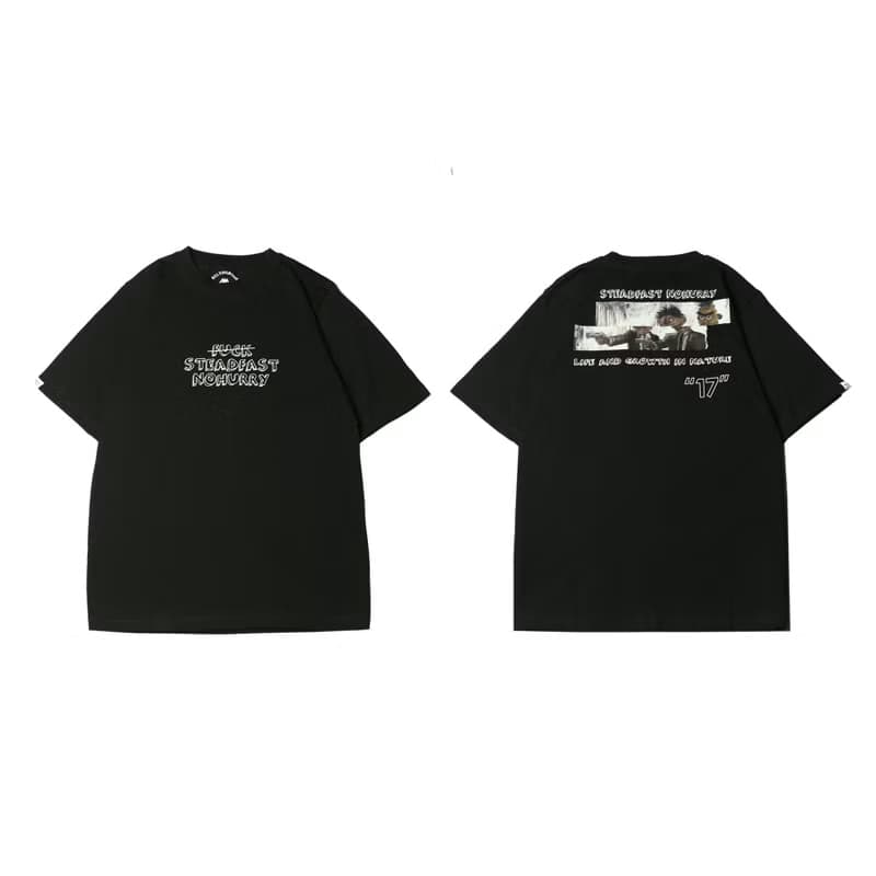 RLRM|惡搞圖案主題-字母印花-寬松情侶T-SHIRT黑白色男女可穿純棉