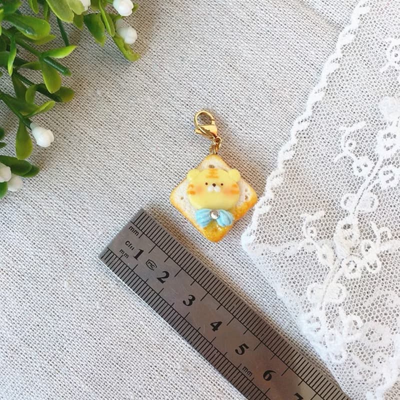 迷你可愛袖珍手作小狗小老虎切片面包拉鏈扣龍蝦扣包掛件吊飾