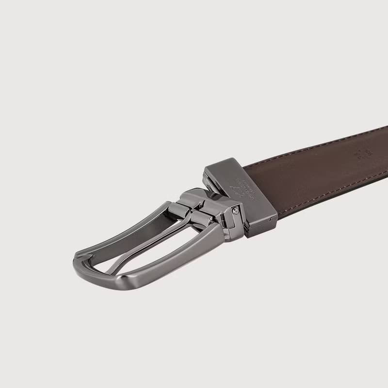 【結帳贈擦拭布乙條】圓頭壓印穿針式皮帶-鎗色/BF24S-RO228T-SGU