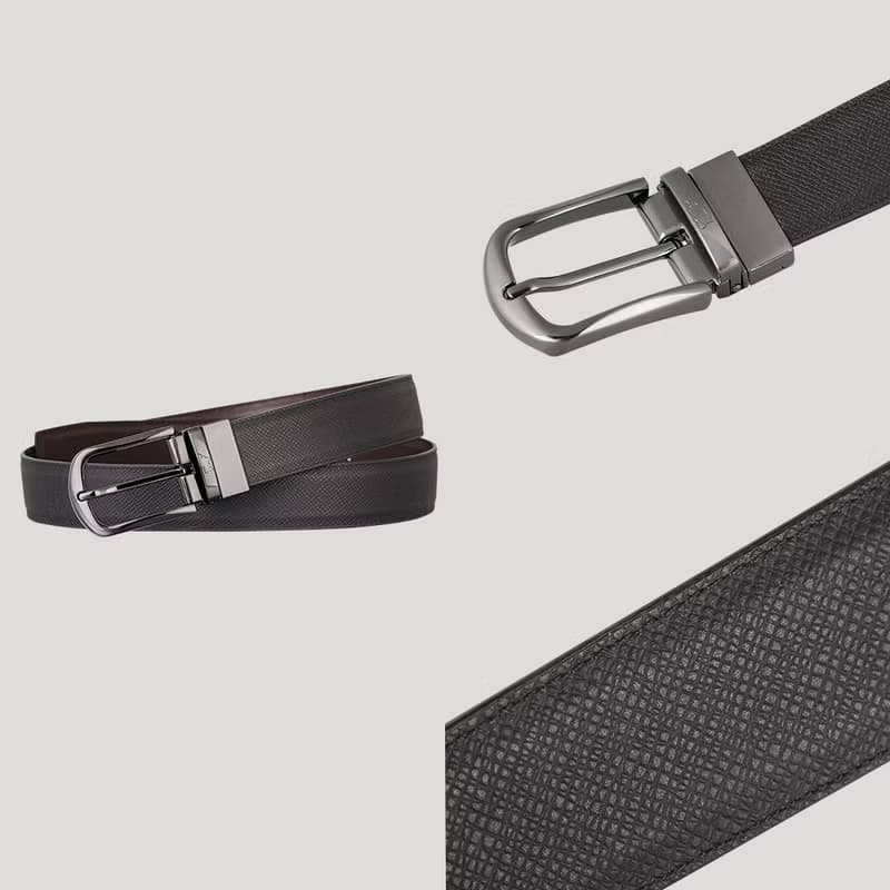 【結帳贈擦拭布乙條】圓頭壓印穿針式皮帶-鎗色/BF24S-RO228T-SGU