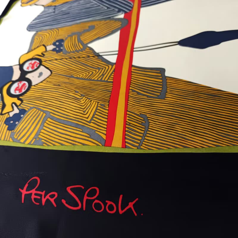 Per Spook Paris Vintage Silk Scarf Fashionista Art Deco 90's 21.5 x 21.5 inches