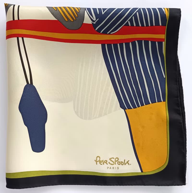 Per Spook Paris Vintage Silk Scarf Fashionista Art Deco 90's 21.5 x 21.5 inches