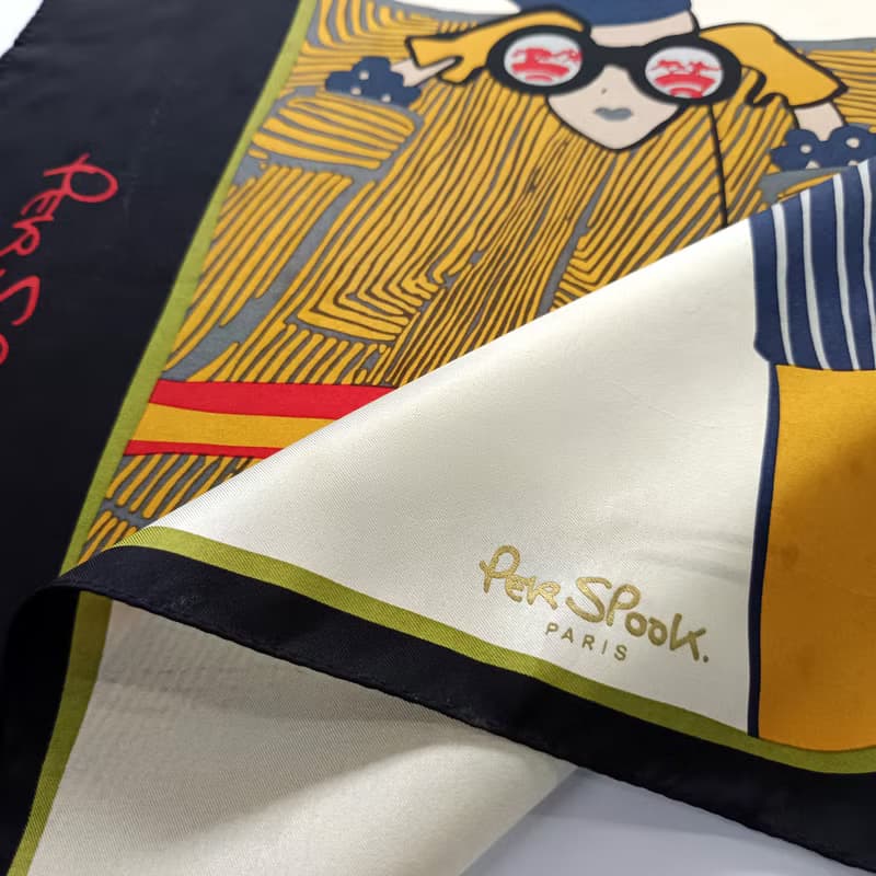 Per Spook Paris Vintage Silk Scarf Fashionista Art Deco 90's 21.5 x 21.5 inches