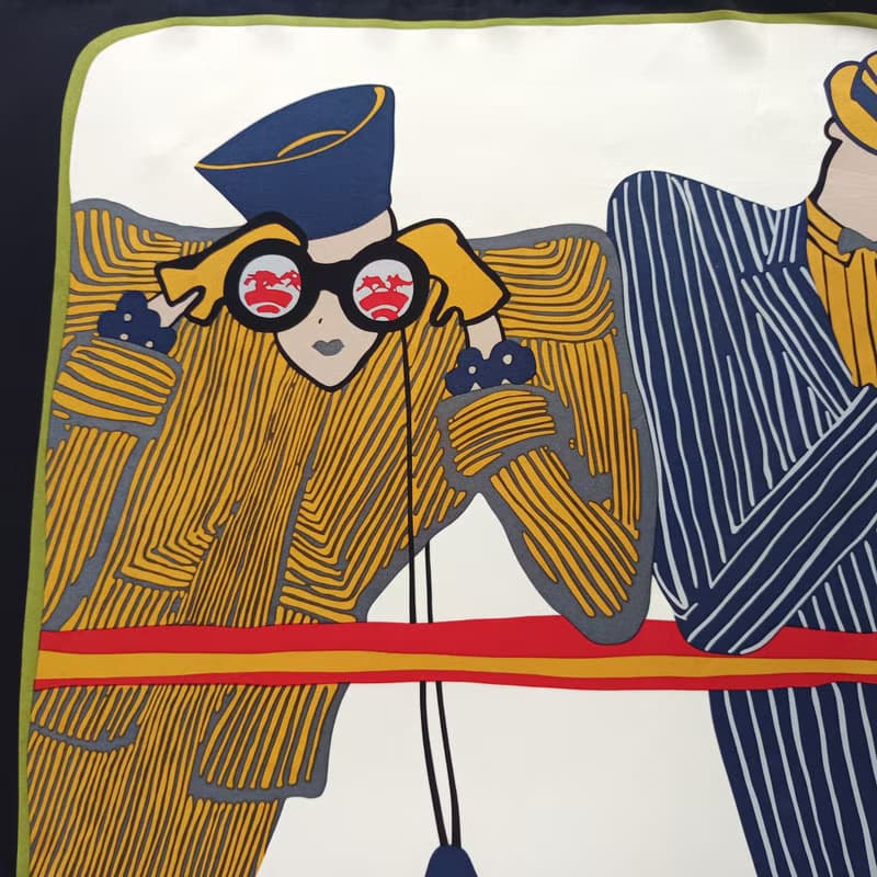 Per Spook Paris Vintage Silk Scarf Fashionista Art Deco 90's 21.5 x 21.5 inches