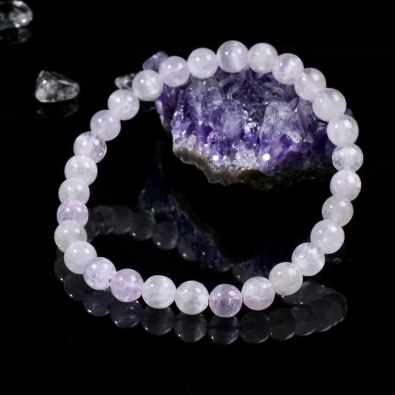 一圖一物│#477 6.5mm 冰透拉絲貓眼紫鋰輝水晶手鍊 愛情開運水晶