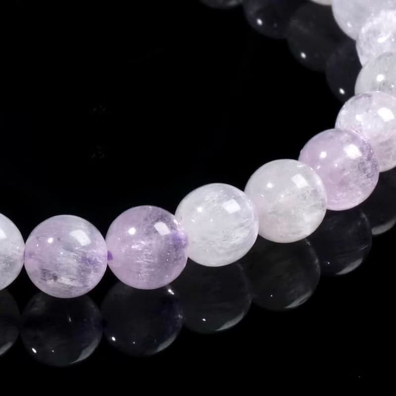 一圖一物│#477 6.5mm 冰透拉絲貓眼紫鋰輝水晶手鍊 愛情開運水晶