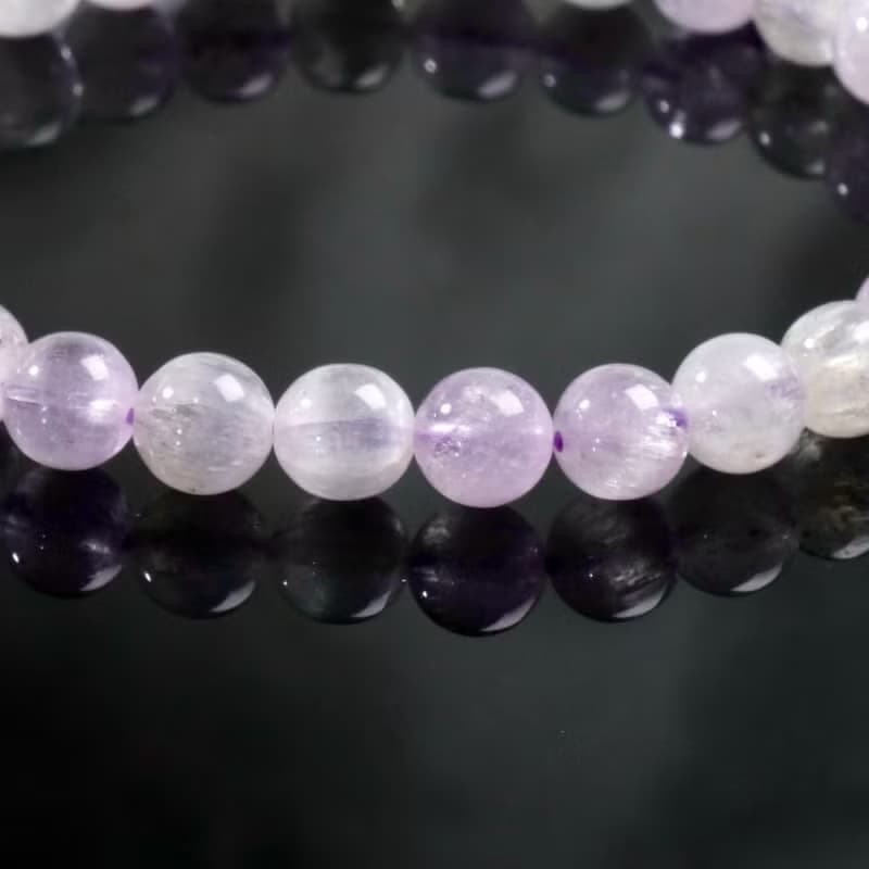 一圖一物│#477 6.5mm 冰透拉絲貓眼紫鋰輝水晶手鍊 愛情開運水晶
