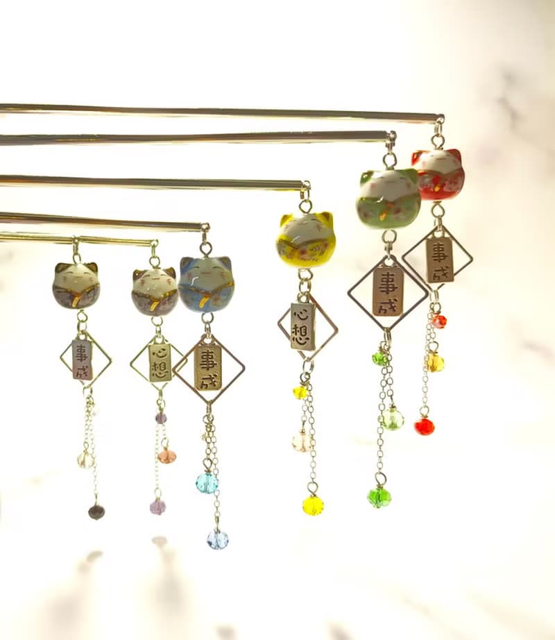 招財貓 心想事成 髮簪 造型