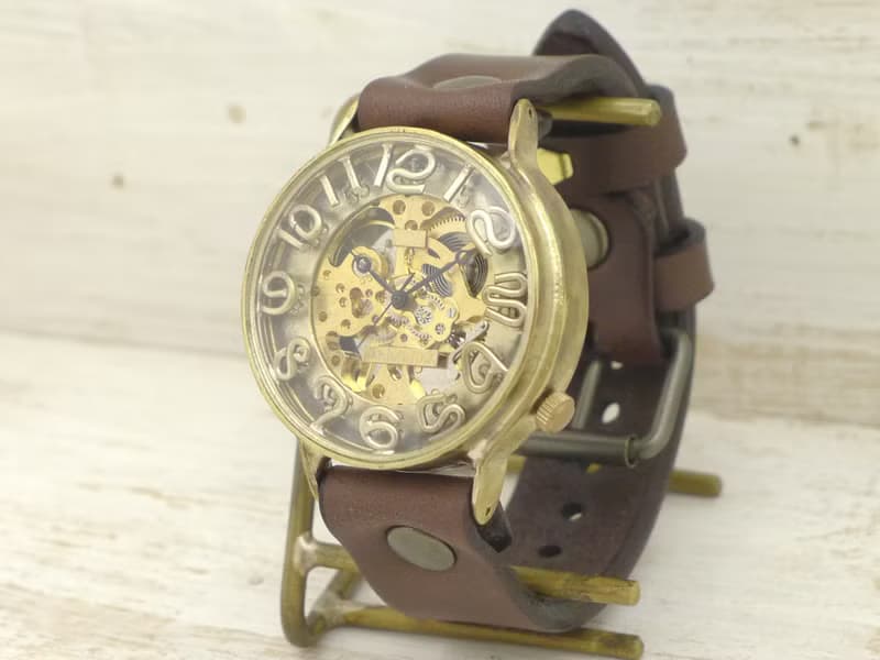 BHW082 手巻きBrass42mm Brass 真鍮 Handwinding 手作り腕時計 BHW082