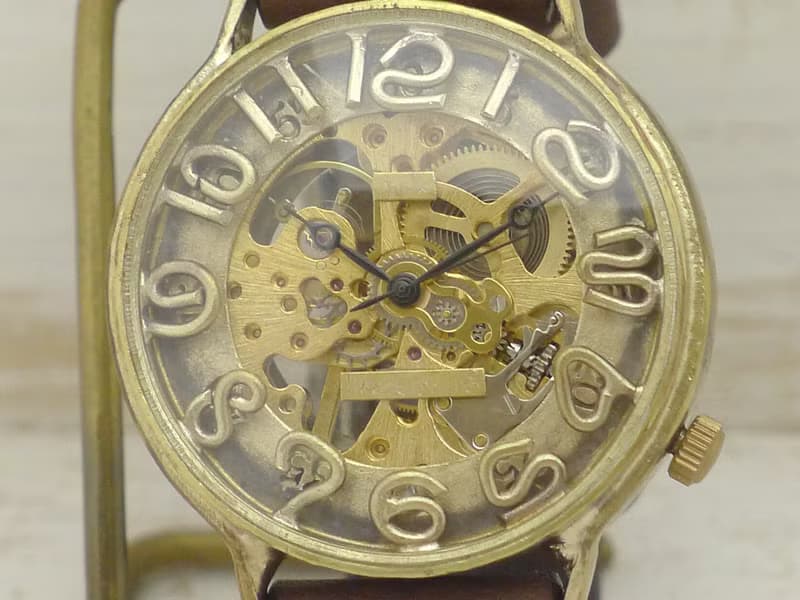 BHW082 手巻きBrass42mm Brass 真鍮 Handwinding 手作り腕時計 BHW082