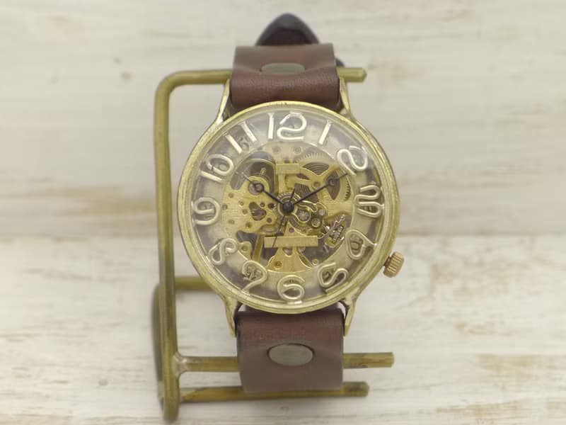 BHW082 手巻きBrass42mm Brass 真鍮 Handwinding 手作り腕時計 BHW082