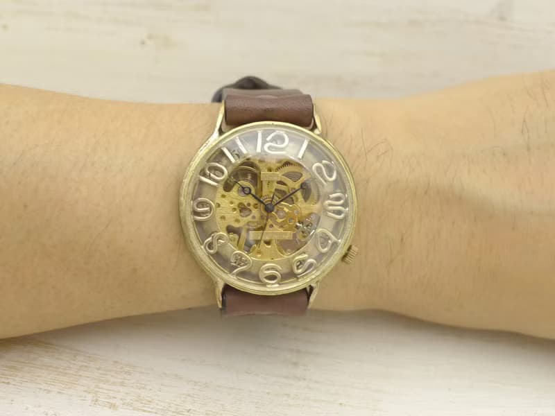 BHW082 手巻きBrass42mm Brass 真鍮 Handwinding 手作り腕時計 BHW082