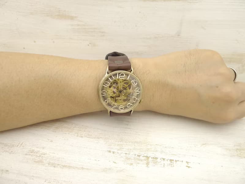 BHW082 手巻きBrass42mm Brass 真鍮 Handwinding 手作り腕時計 BHW082
