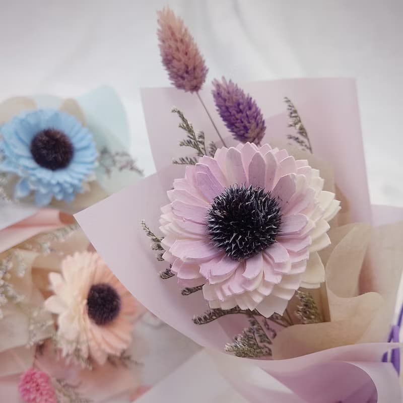 香氛索拉向日葵小花束 /畢業花束/永生花/乾燥花束/太陽花/花束