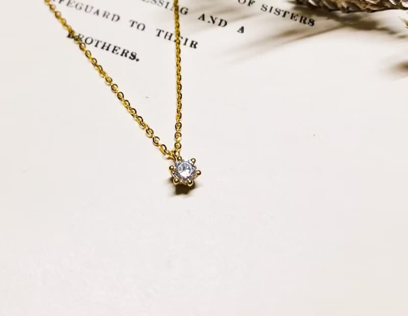 【茉莉亞緹 Moriarty Jewelry】 14K  黃K金  經典六爪單鑽 項鍊