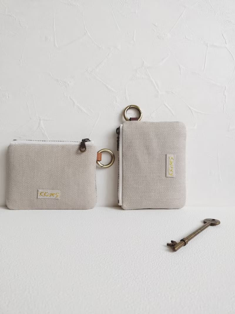 【FQ10/方塊小錢包】日本刺繡 五瓣扶桑 黃 黑 日本帆布 法國布