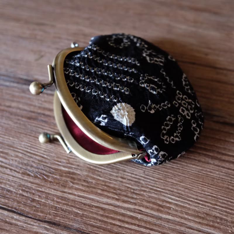 最後一隻*墨星/零錢包S 京都匠人【高級和服紬】紅黑絕配內有肥貓