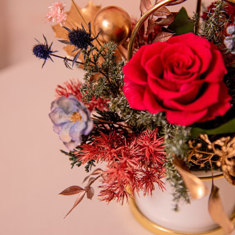 【花開富貴】新春賀禮 乾燥花 永生花盆栽 新年盆花 小