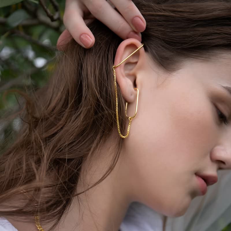 【無耳洞最佳禮物】金屬流線耳骨夾/耳窩夾/耳夾耳環