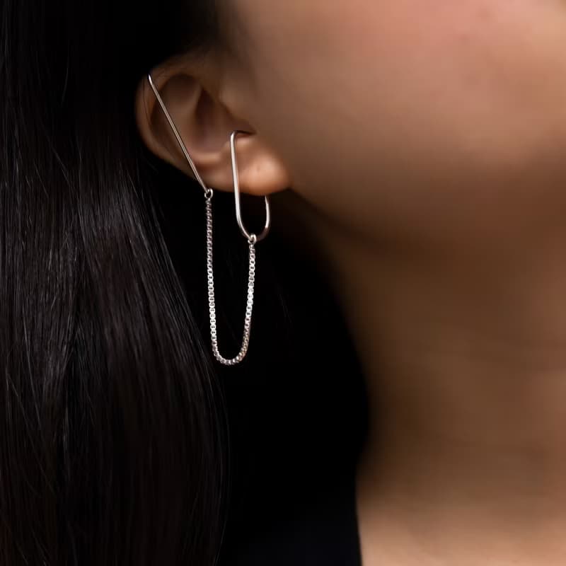 【無耳洞最佳禮物】金屬流線耳骨夾/耳窩夾/耳夾耳環