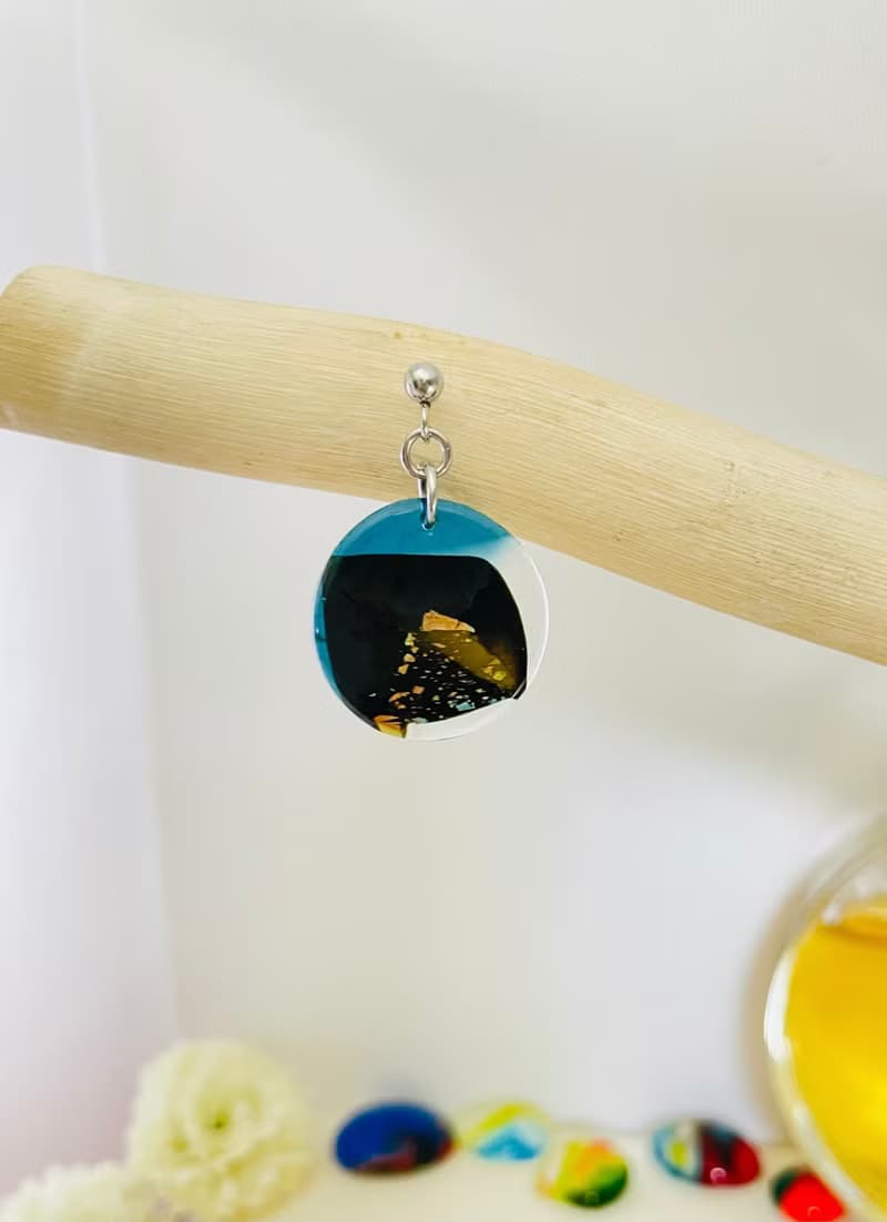 金礦 琉璃耳環 單邊1只 窗花復古耳環 手作飾品 醫療鋼