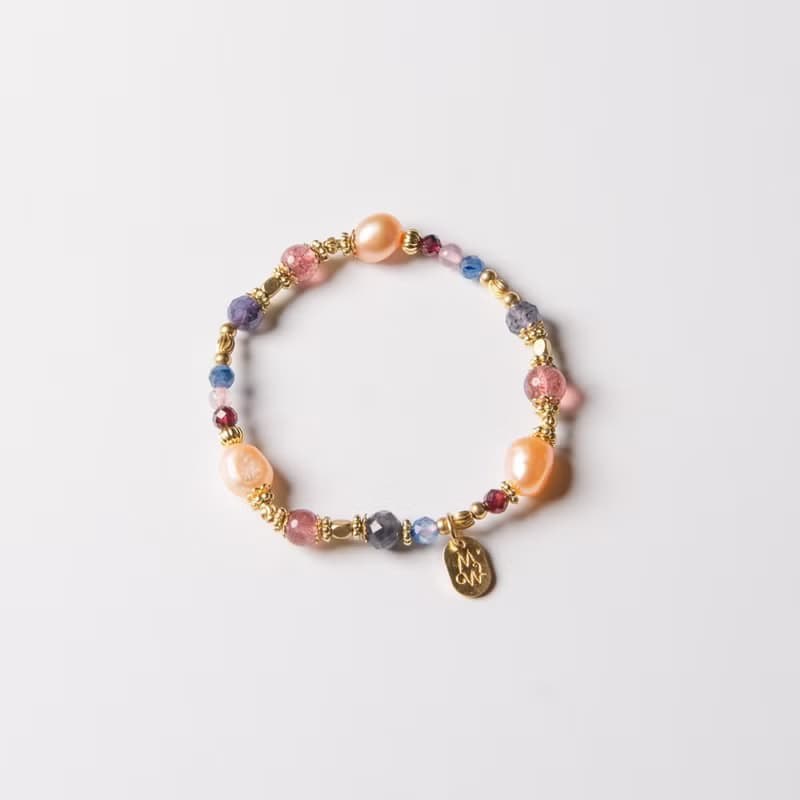 繡球之舞 // C1421草莓晶堇青石橙珍珠手鍊