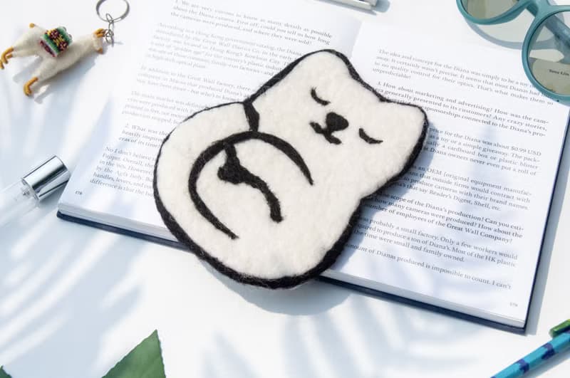 情人節禮物 聖誕交換禮物 森林系羊毛氈杯墊 動物杯墊-貓咪吸水墊