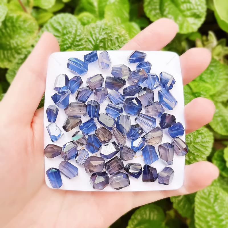 藍紫絲絨 天然堇青石不規則切面寶石手鍊 14K