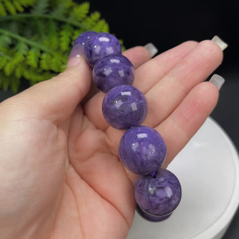 收藏級天然紫龍晶手串大顆粒俄料紫色串珠顆顆龍紋單圈男女20mm
