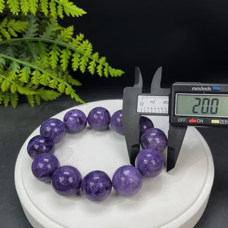 收藏級天然紫龍晶手串大顆粒俄料紫色串珠顆顆龍紋單圈男女20mm