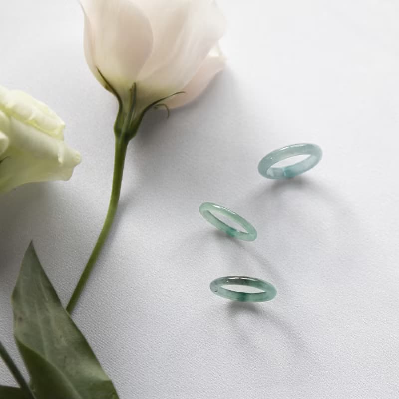翡翠  3月生日石 戒指 瓜料 翡翠圈戒