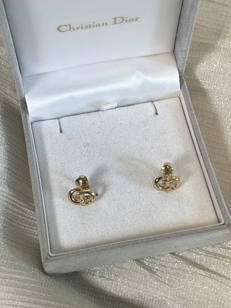 Dior CD極美品氣質典雅耳夾耳扣耳環 日本中古Vintage