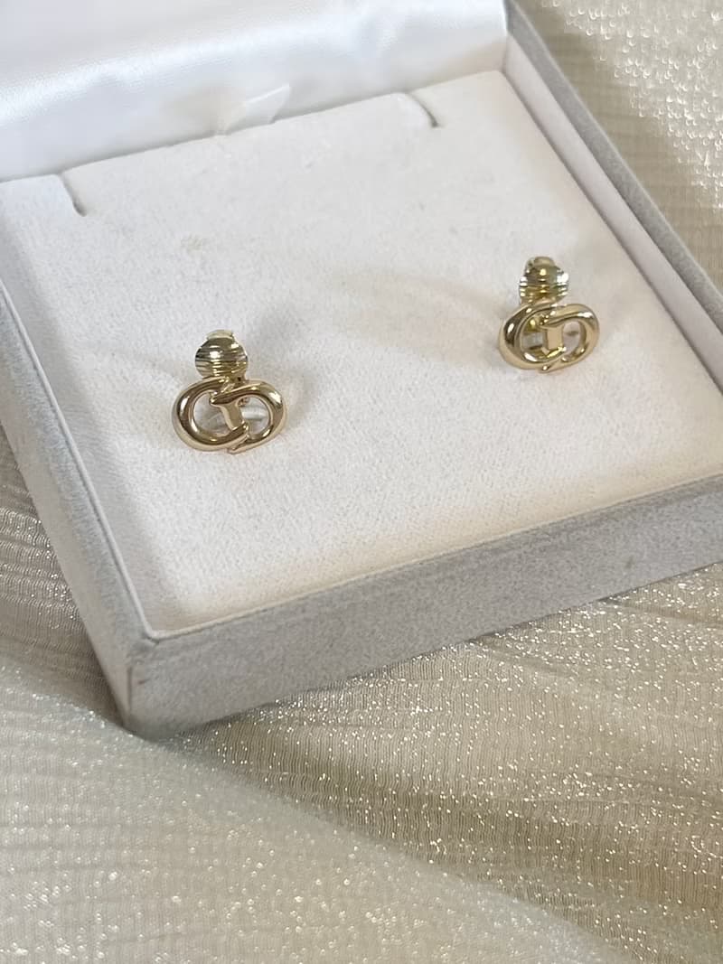 Dior CD極美品氣質典雅耳夾耳扣耳環 日本中古Vintage