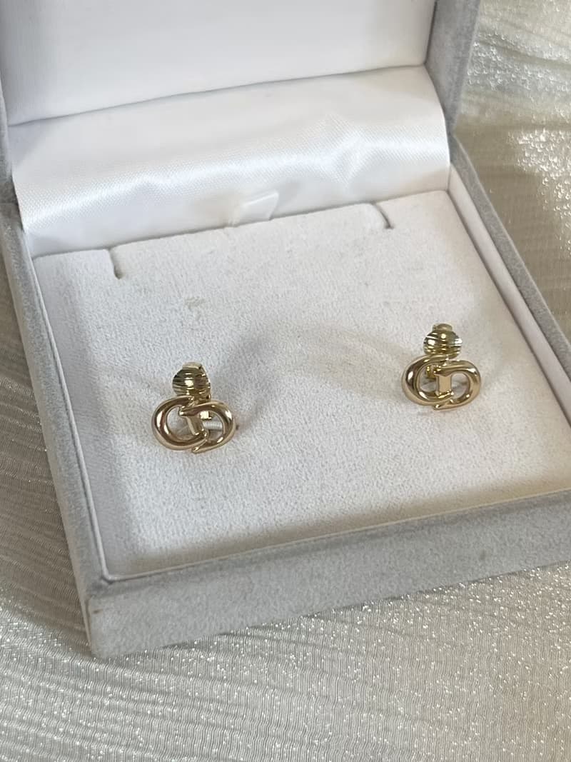 Dior CD極美品氣質典雅耳夾耳扣耳環 日本中古Vintage