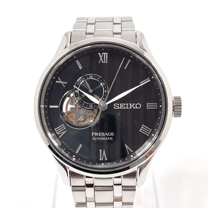 【日本直送 中古美品】セイコー SEIKO 腕時計 4R39-00W0 プレザージュ ジャパニーズガーデン ステンレススチール シルバー 自動巻き メンズ