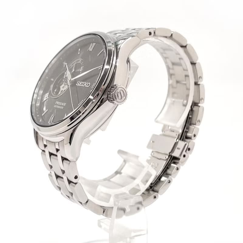 【日本直送 中古美品】セイコー SEIKO 腕時計 4R39-00W0 プレザージュ ジャパニーズガーデン ステンレススチール シルバー 自動巻き メンズ