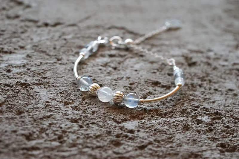 恬靜 - 月光石 拉長石 925純銀手鍊