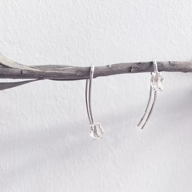 閃靈鑽閃光耳夾(單隻) Herkimer diamond shine earclip 925純銀