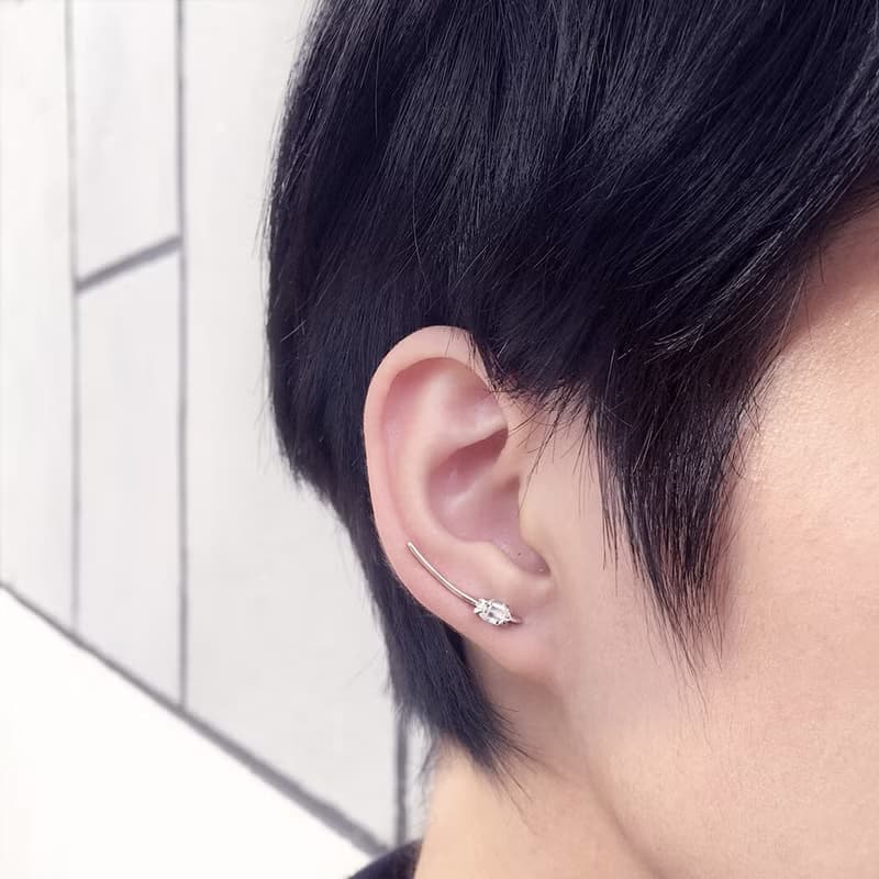 閃靈鑽閃光耳夾(單隻) Herkimer diamond shine earclip 925純銀