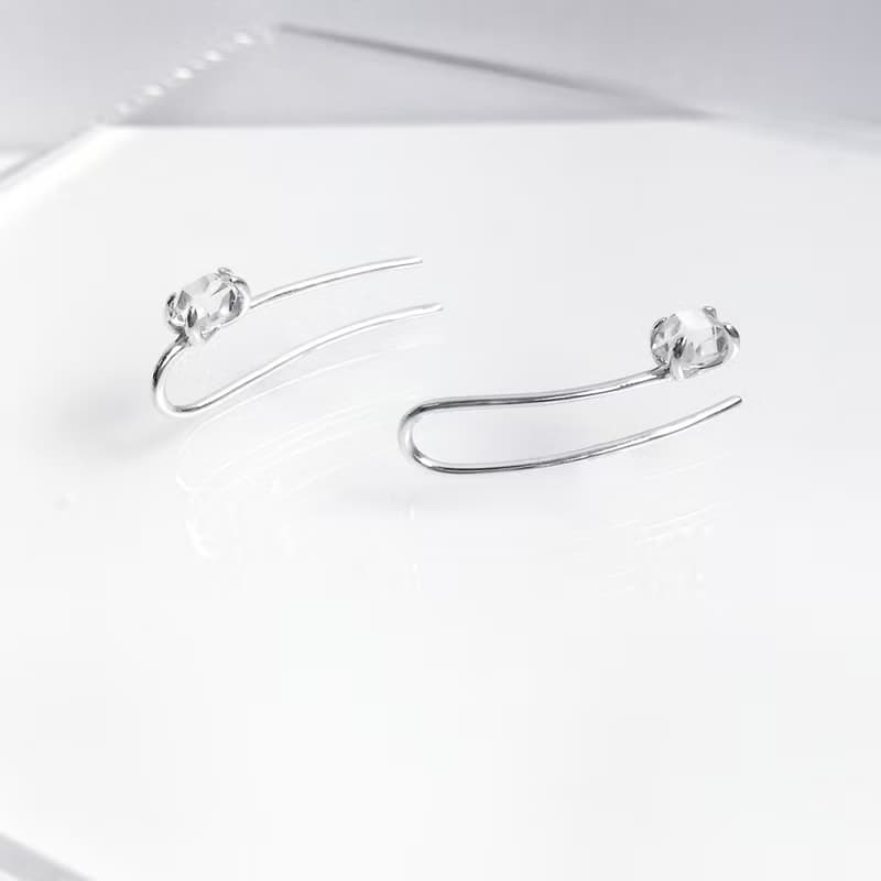 閃靈鑽閃光耳夾(單隻) Herkimer diamond shine earclip 925純銀