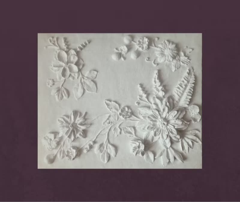 大型雕塑牆藝術白色淺浮雕混凝土花 3d 牆裝飾