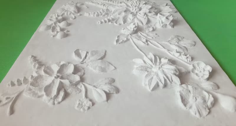 大型雕塑牆藝術白色淺浮雕混凝土花 3d 牆裝飾