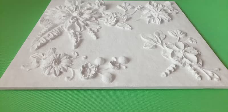 大型雕塑牆藝術白色淺浮雕混凝土花 3d 牆裝飾